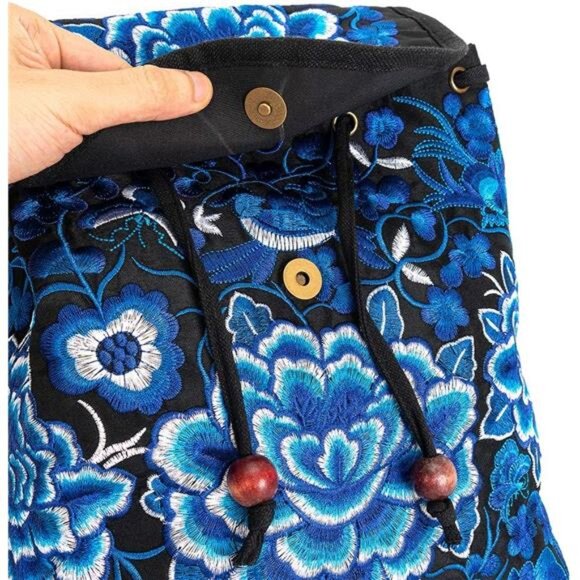 Vintage Embroidered Women Backpacks BohoBackpack Purse Ethnic Travel ShoulderBag - Picture 4 of 7